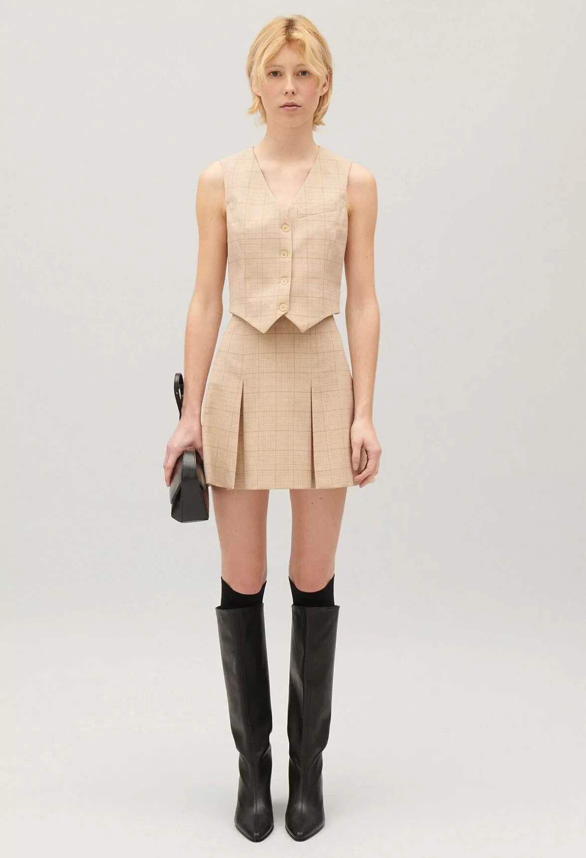 Claudie Pierlot Beige Checked Suit Waistcoat*Women Blazers