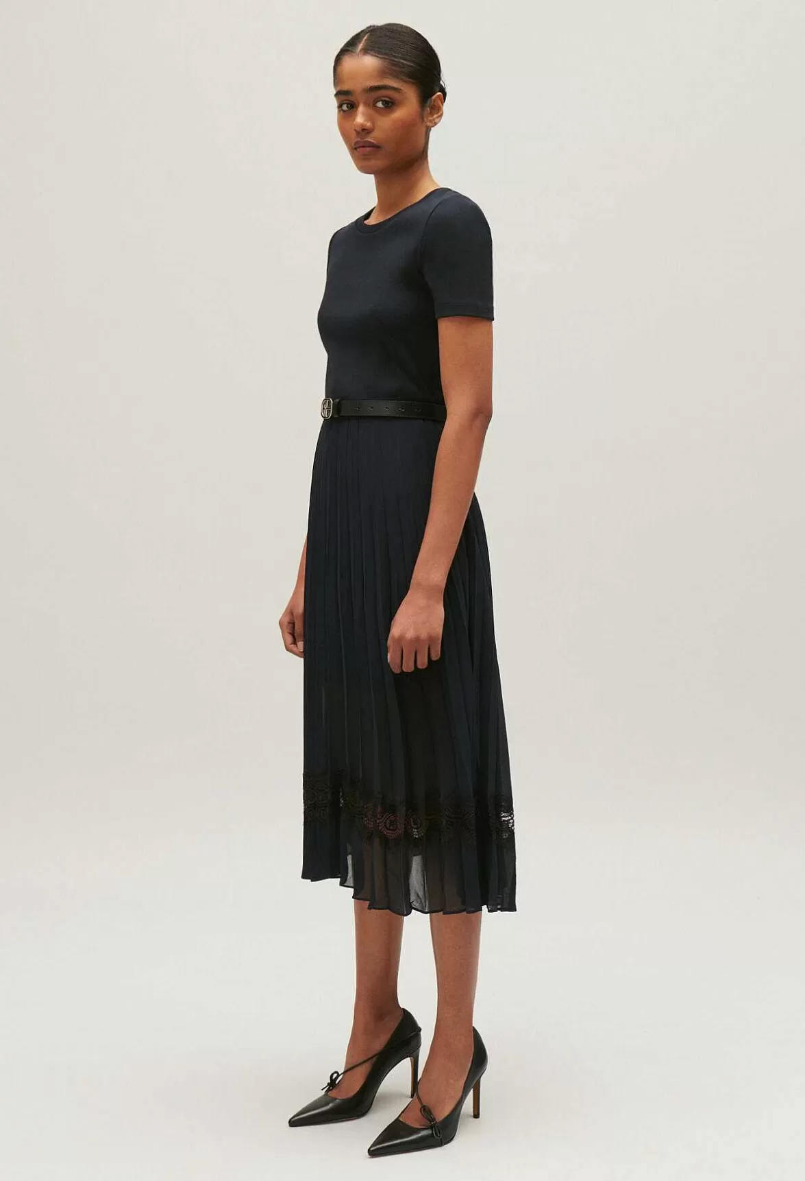 Claudie Pierlot Black And Navy Bi-Material Dress*Women Dresses