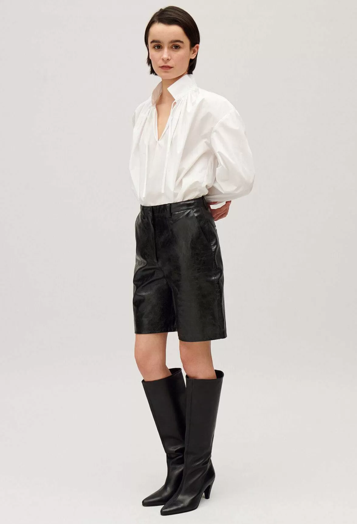 Claudie Pierlot Black Leather Bermuda Shorts*Women Skirts And Shorts