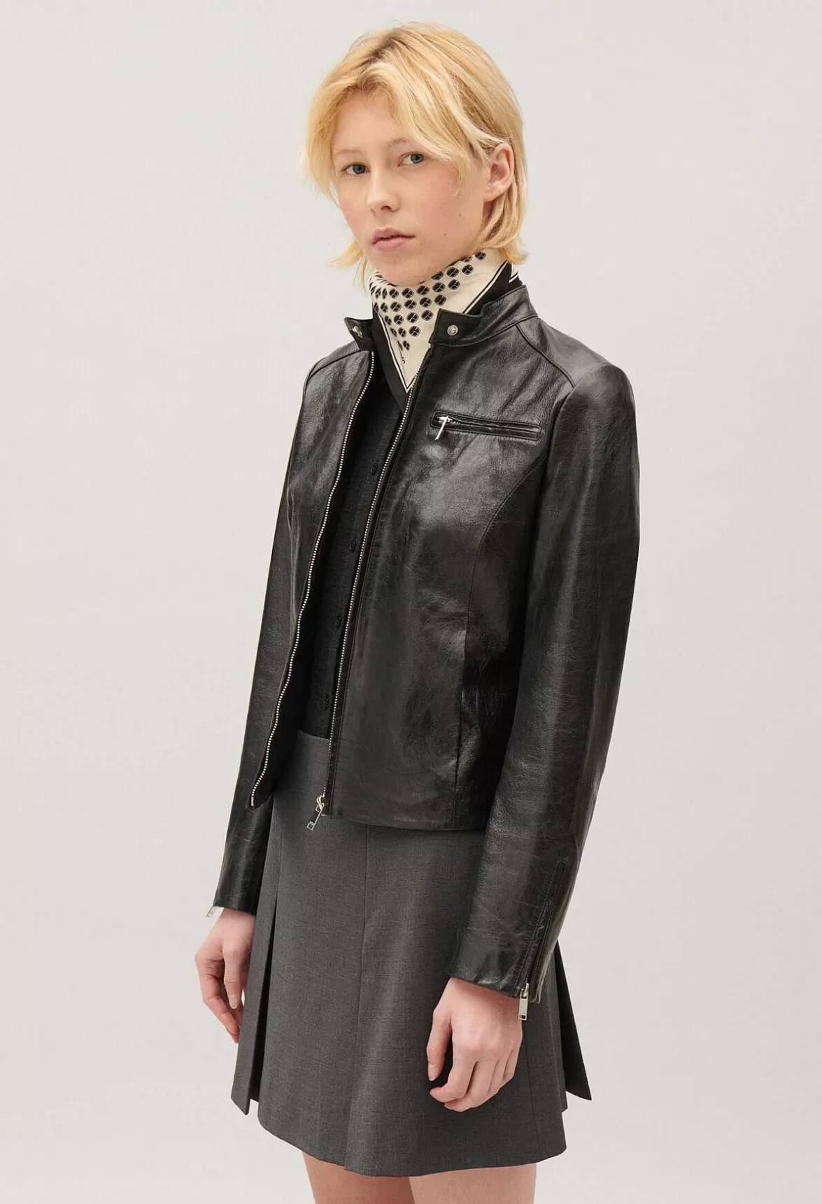 Claudie Pierlot Black Leather Biker Jacket*Women Jackets And Coats