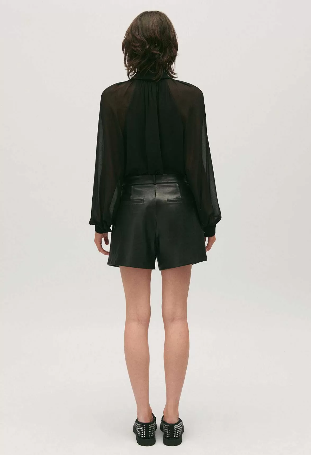 Claudie Pierlot Black Leather Shorts*Women Skirts And Shorts