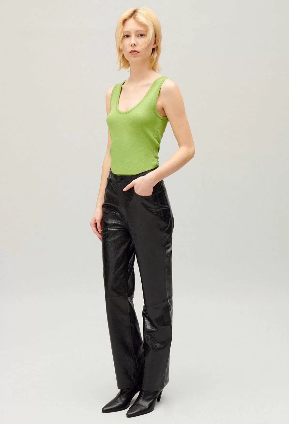 Claudie Pierlot Black Leather Trousers*Women Jeans And Trousers