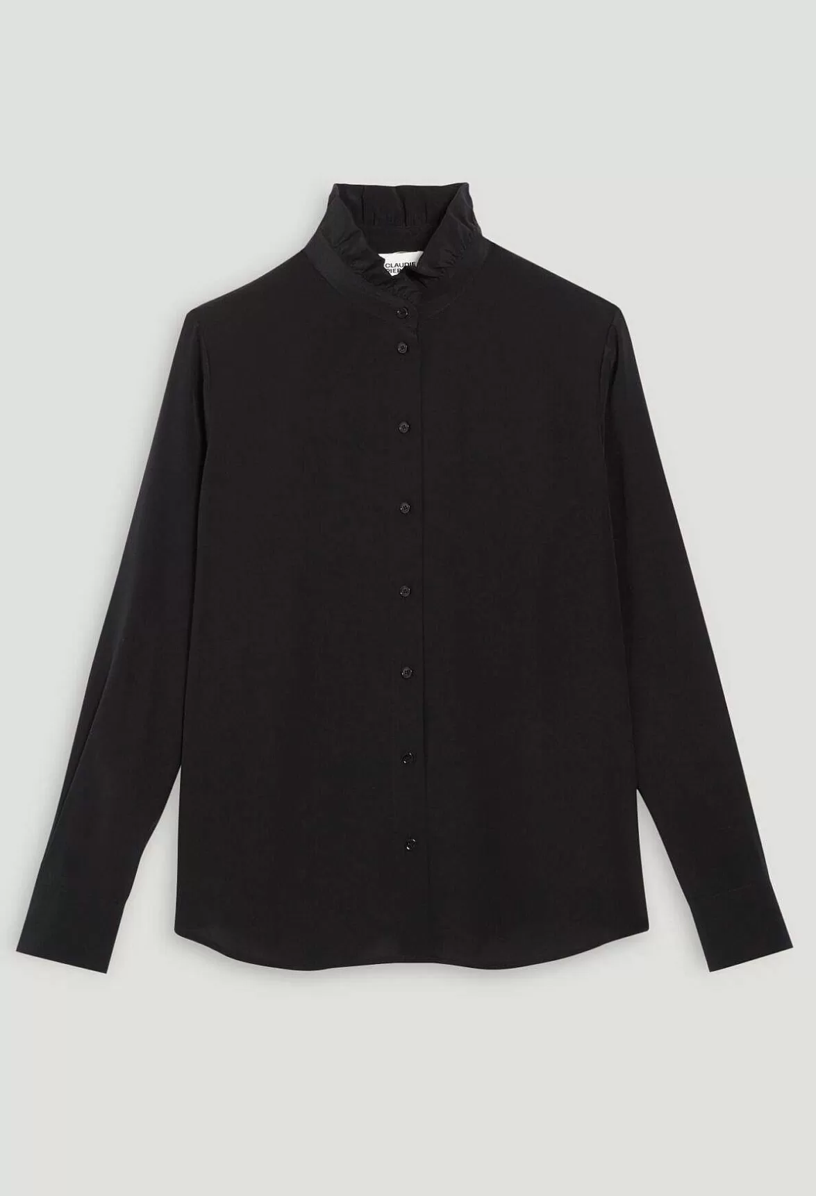 Claudie Pierlot Black Silk Shirt With Victorian Collar*Women Tops And Shirts