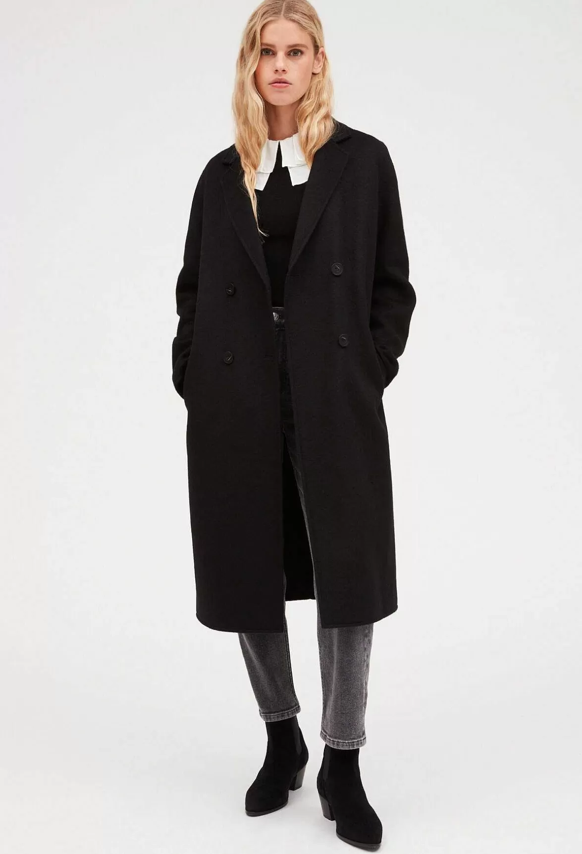 Claudie Pierlot Black Straight Mid-Length Coat*Women Jackets And Coats