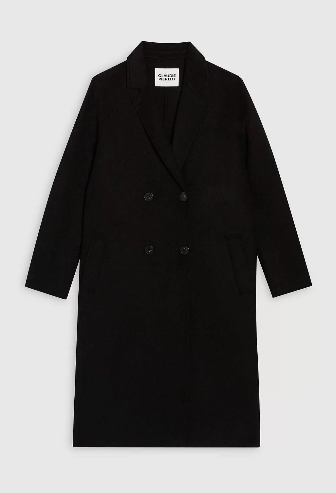 Claudie Pierlot Black Straight Mid-Length Coat*Women Jackets And Coats