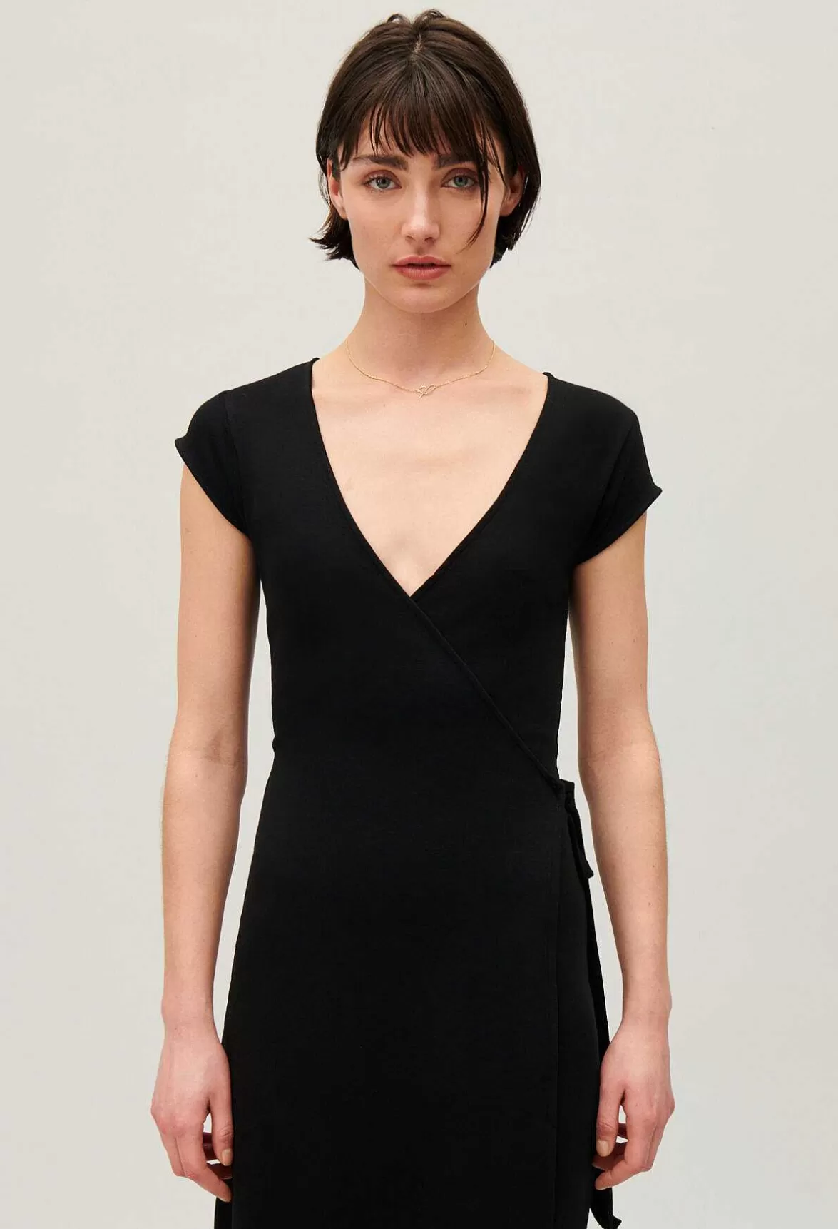 Claudie Pierlot Black Wrap Midi Dress*Women Dresses