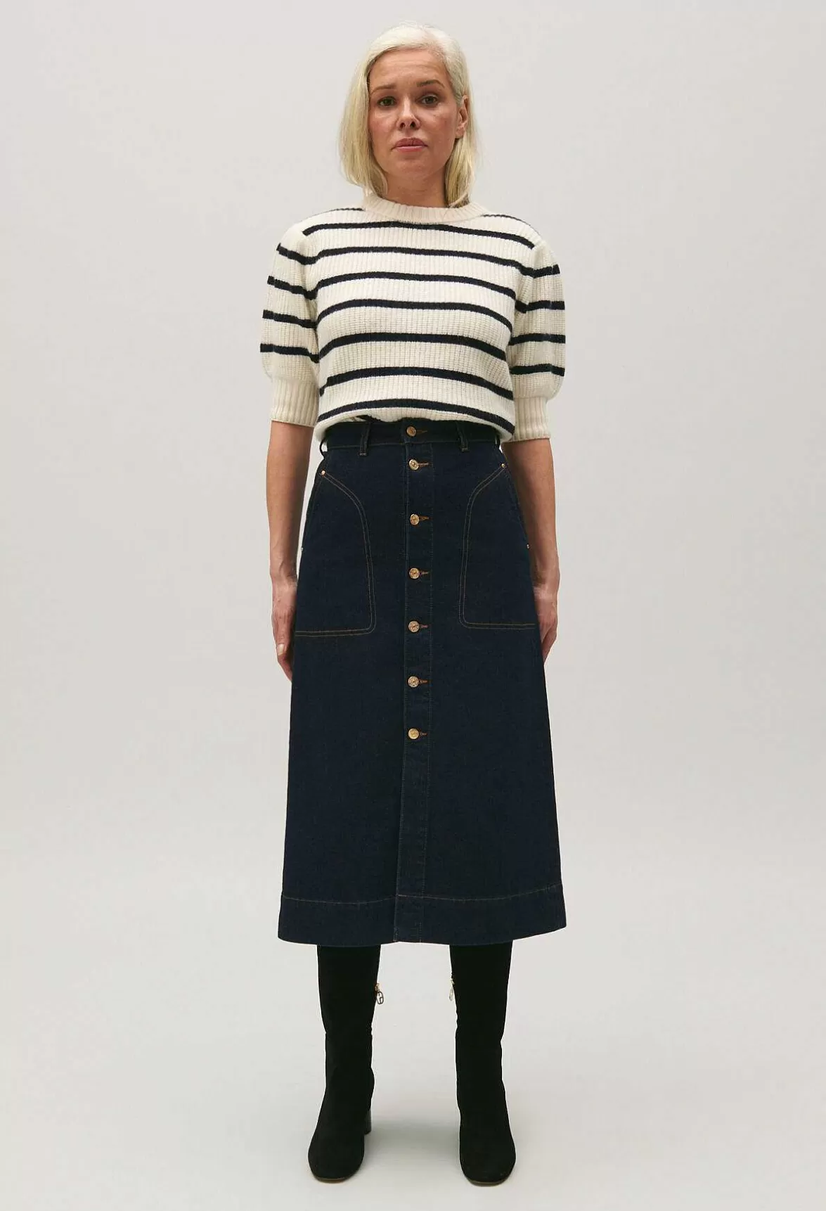 Claudie Pierlot Blue Denim Midi Skirt*Women Skirts And Shorts