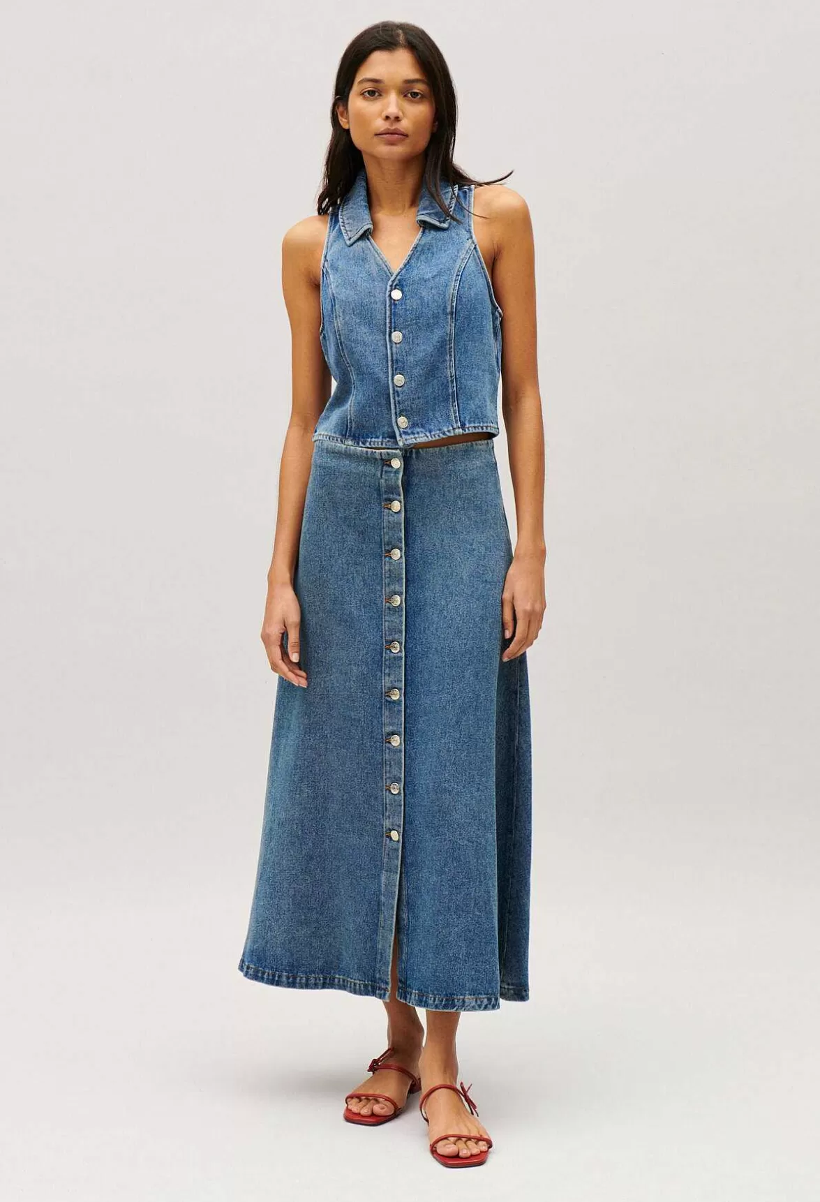 Claudie Pierlot Blue Denim Sleeveless Top*Women Tops And Shirts