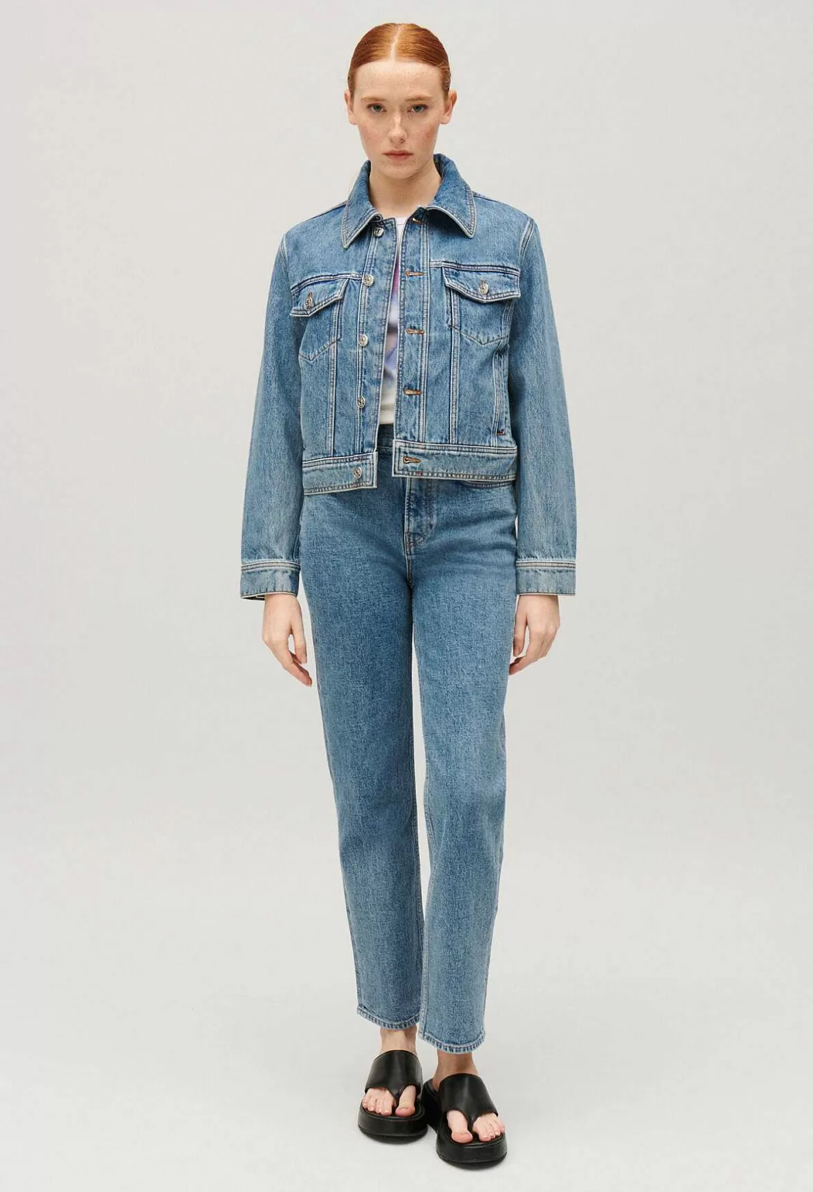 Claudie Pierlot Blue Straight-Leg Denim Jacket*Women Jackets And Coats