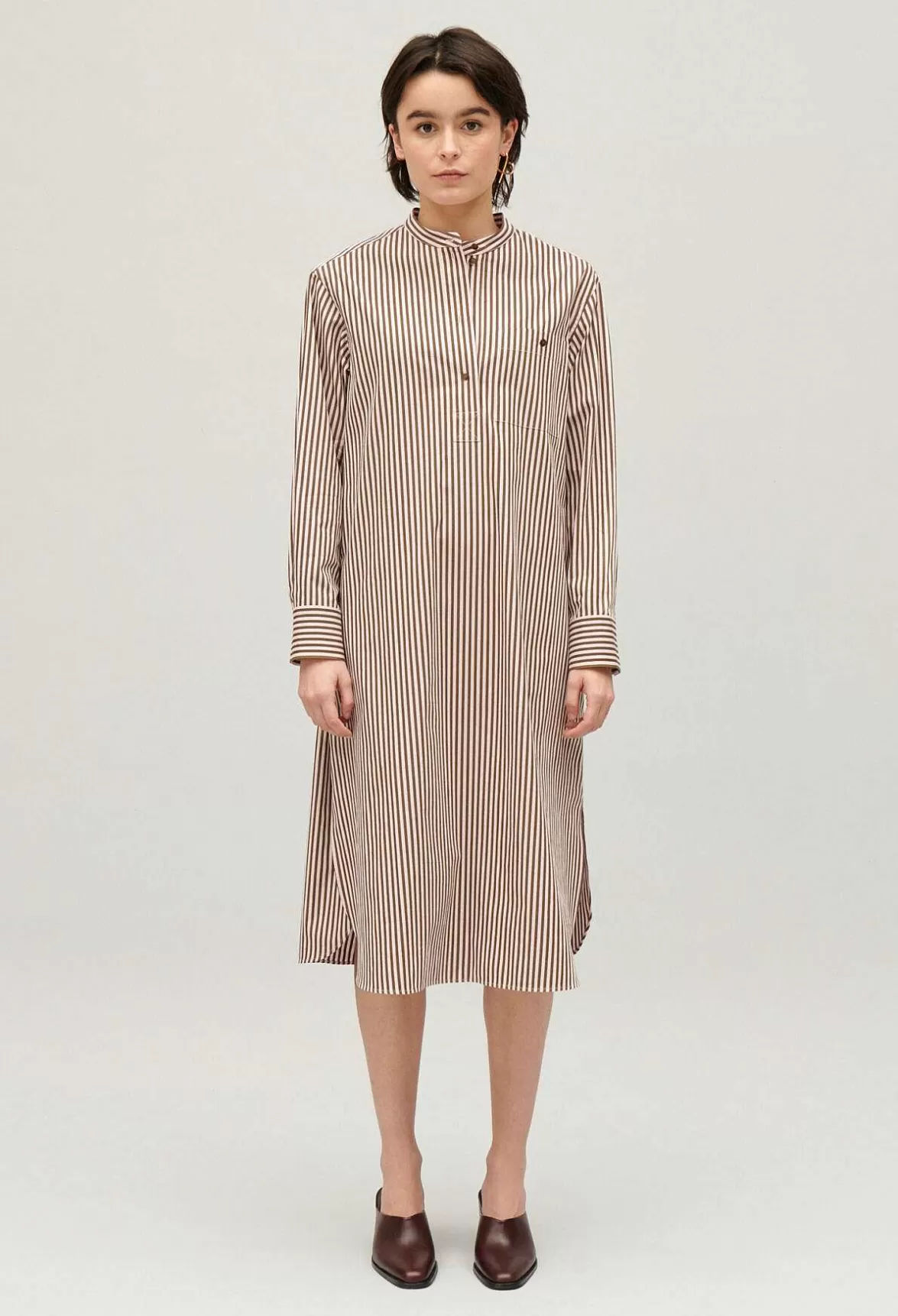 Claudie Pierlot Bronze Striped Mid-Length Dress*Women Dresses