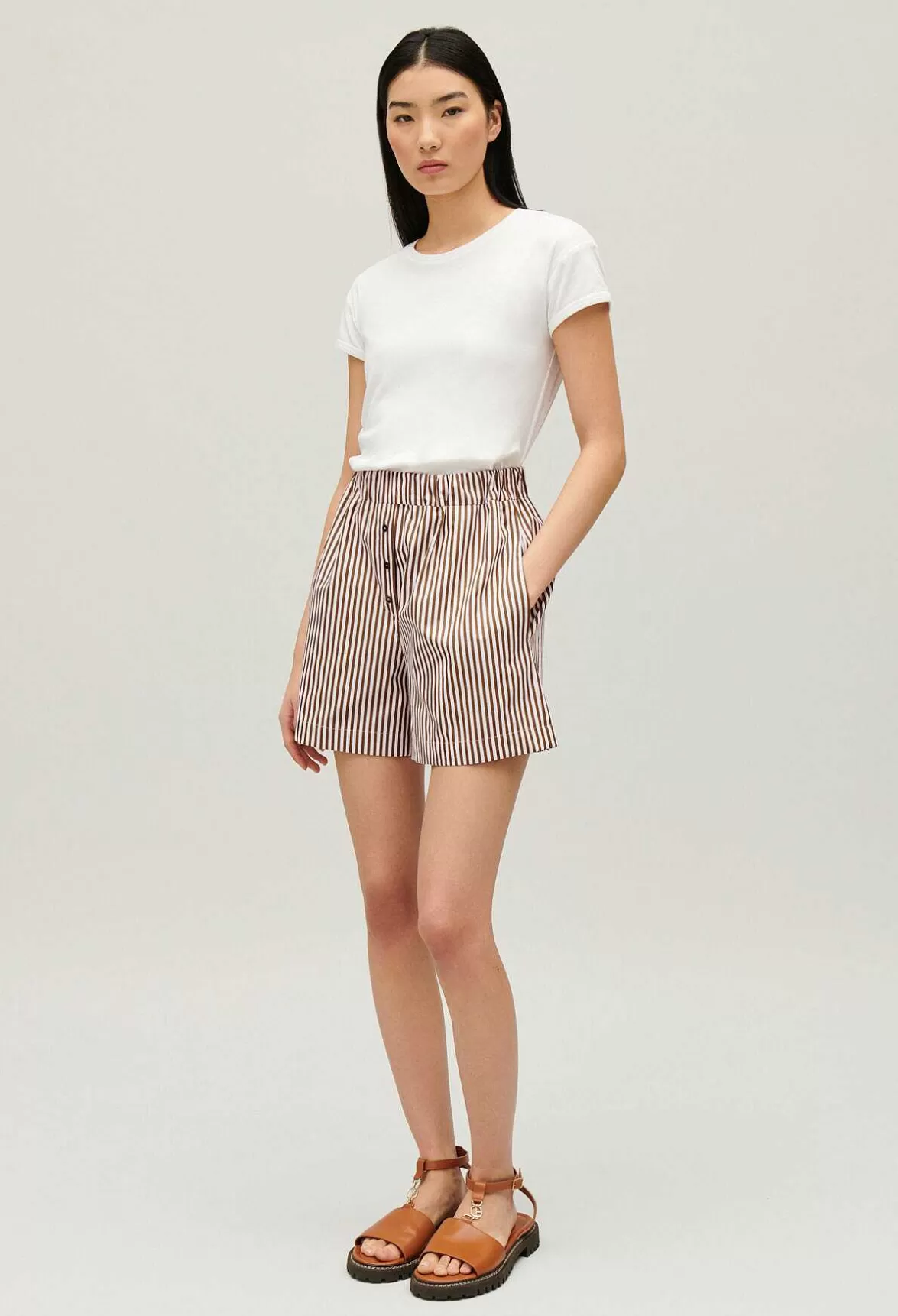 Claudie Pierlot Bronze Striped Shorts*Women Skirts And Shorts