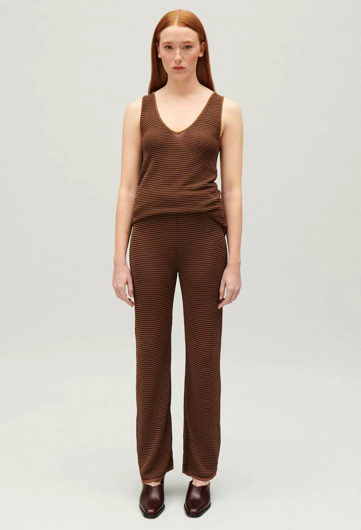 Claudie Pierlot Brown Striped Trousers*Women Jeans And Trousers