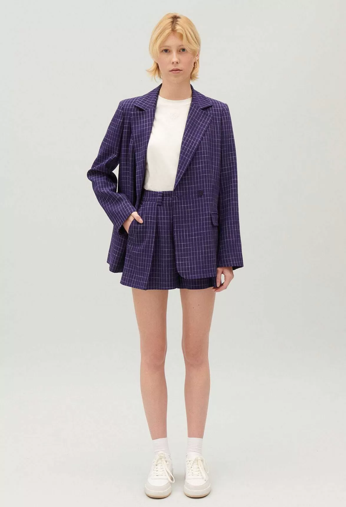 Claudie Pierlot Indigo Checked Suit Jacket*Women Blazers