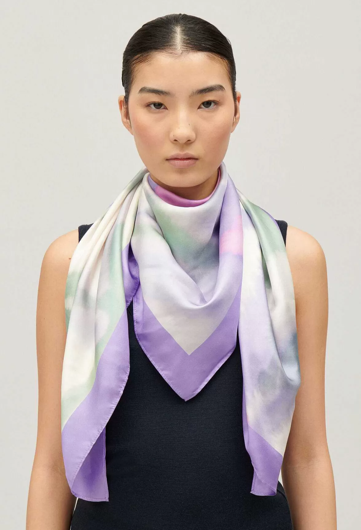 Claudie Pierlot Lilac Silk Patterned Scarf*Women Shawls And Collars