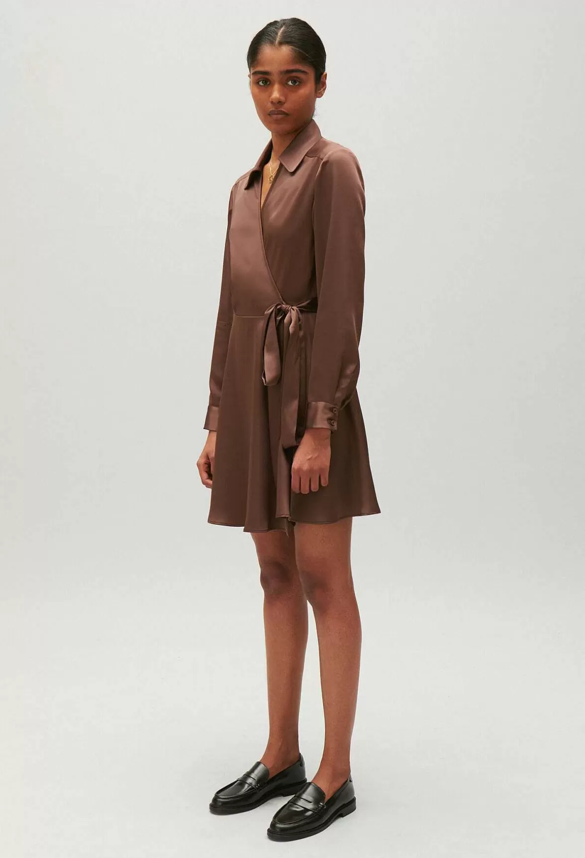 Claudie Pierlot Rixie Mocha Brown Short Floaty Dress*Women Dresses