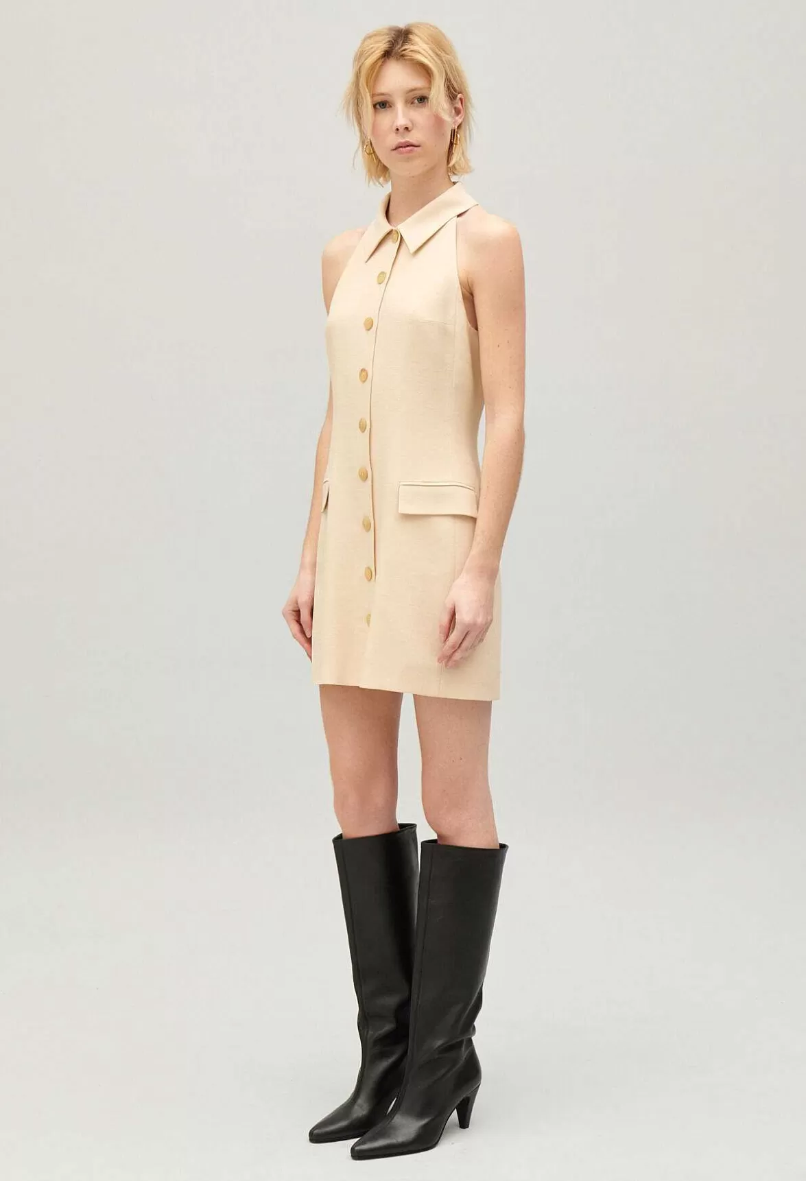 Claudie Pierlot Short Beige Button Dress*Women Dresses