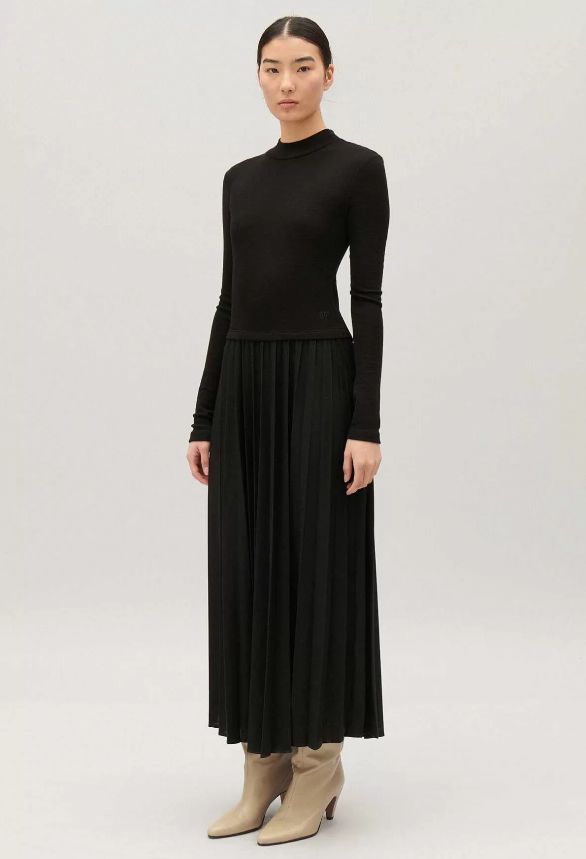 Claudie Pierlot Twist Black Pleated Knitted Dress*Women Dresses