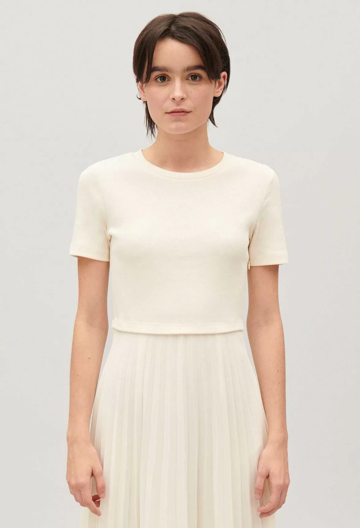 Claudie Pierlot Twist Ivory Bi-Material Midi Dress*Women Dresses